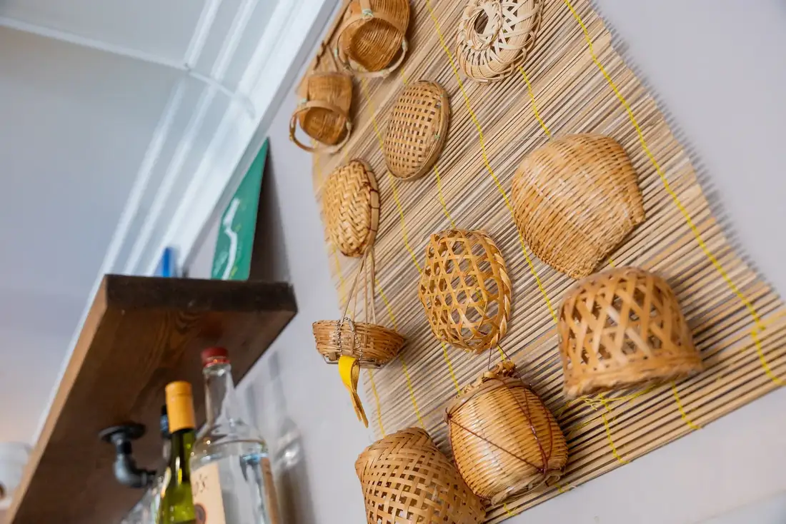 Bamboo baskets on the wall